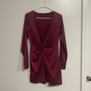 Fashion nova wrap dress Burgundy red satin
